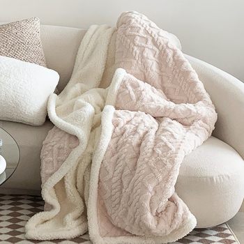 Winter Tafel Fleece Blanket Thickened Coral Fleece Blanket Office Nap Blanket Sofa Air Conditioning Blanket for Bed