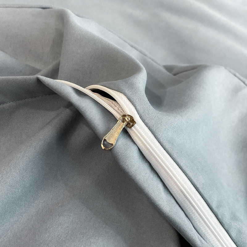 Light luxury embroidery brushed four-piece set solid color thickened quilt cover European bed sheet high-grade bedding four seasons Universal