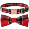 Manufacturer Wholesale Cross-Border Hot Selling Pet Collar British Style Christmas Plaid Rose Gold Buckle Collar Bow