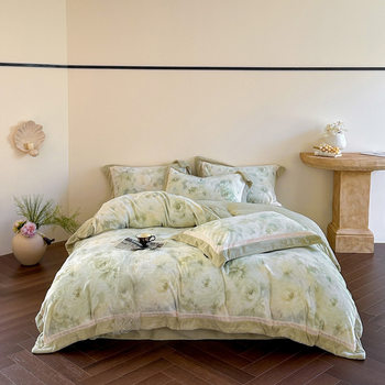 Autumn and Winter Mousse Velvet Four-Piece Set, Winter French Patchwork Velvet Quilt Cover, Thickeneded Velvet Bed Sheetss, Warm Bedding Set Batch