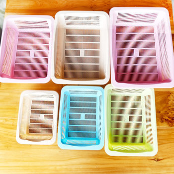 Rectangular Drain Basket Plastic Basket Vegetable Washing Basket Household Tableware Drain Storage Basket Side Dish Frame Multi-size