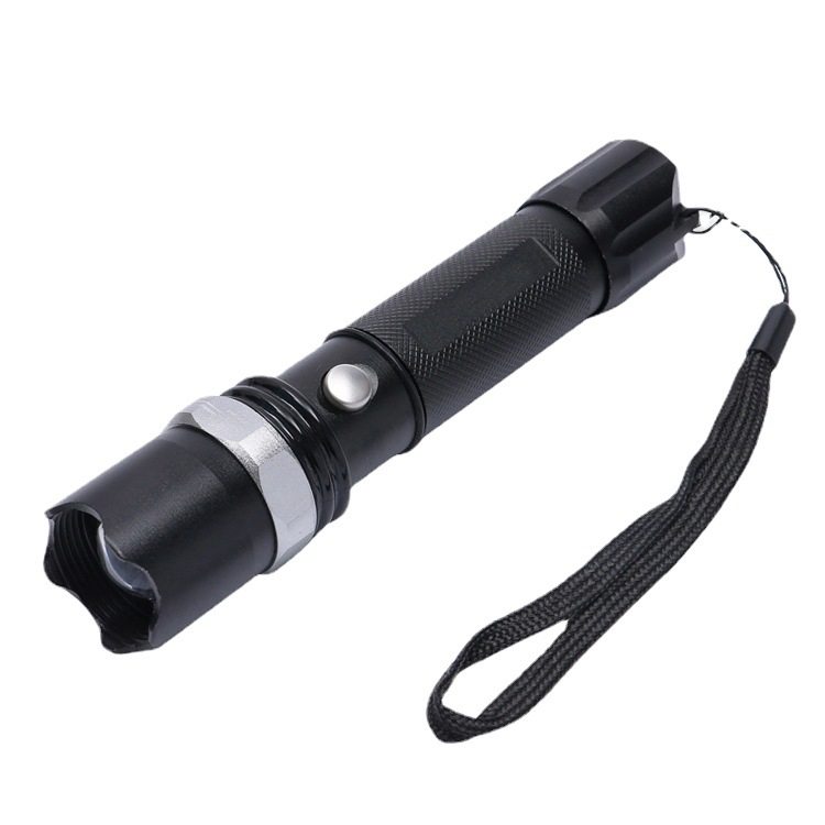 Strong flashlight aluminum alloy zoom charging home lighting outdoor camping export small flashlight Downlight