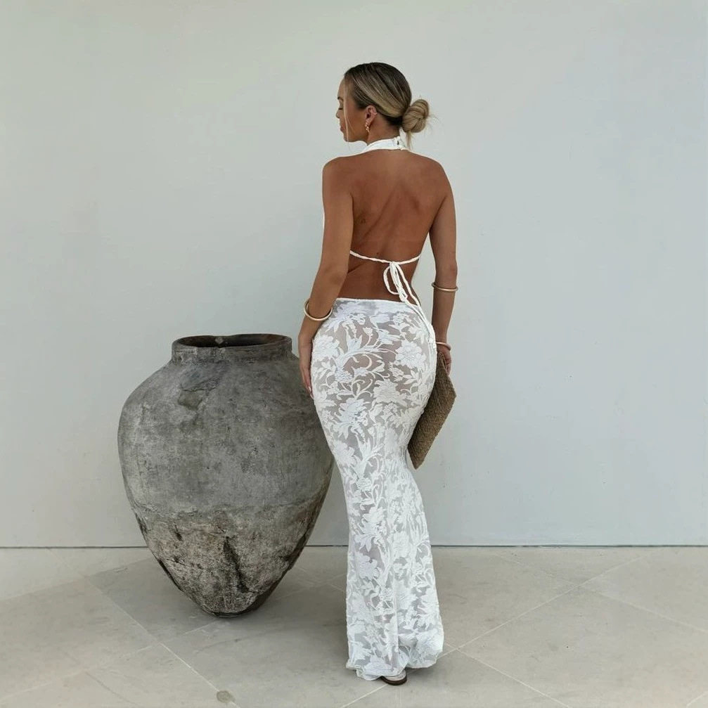 Lace Two Piece Set Sexy Backless Design Summer Fashion Comfortable Fit Wholesale Available OEM ODM service