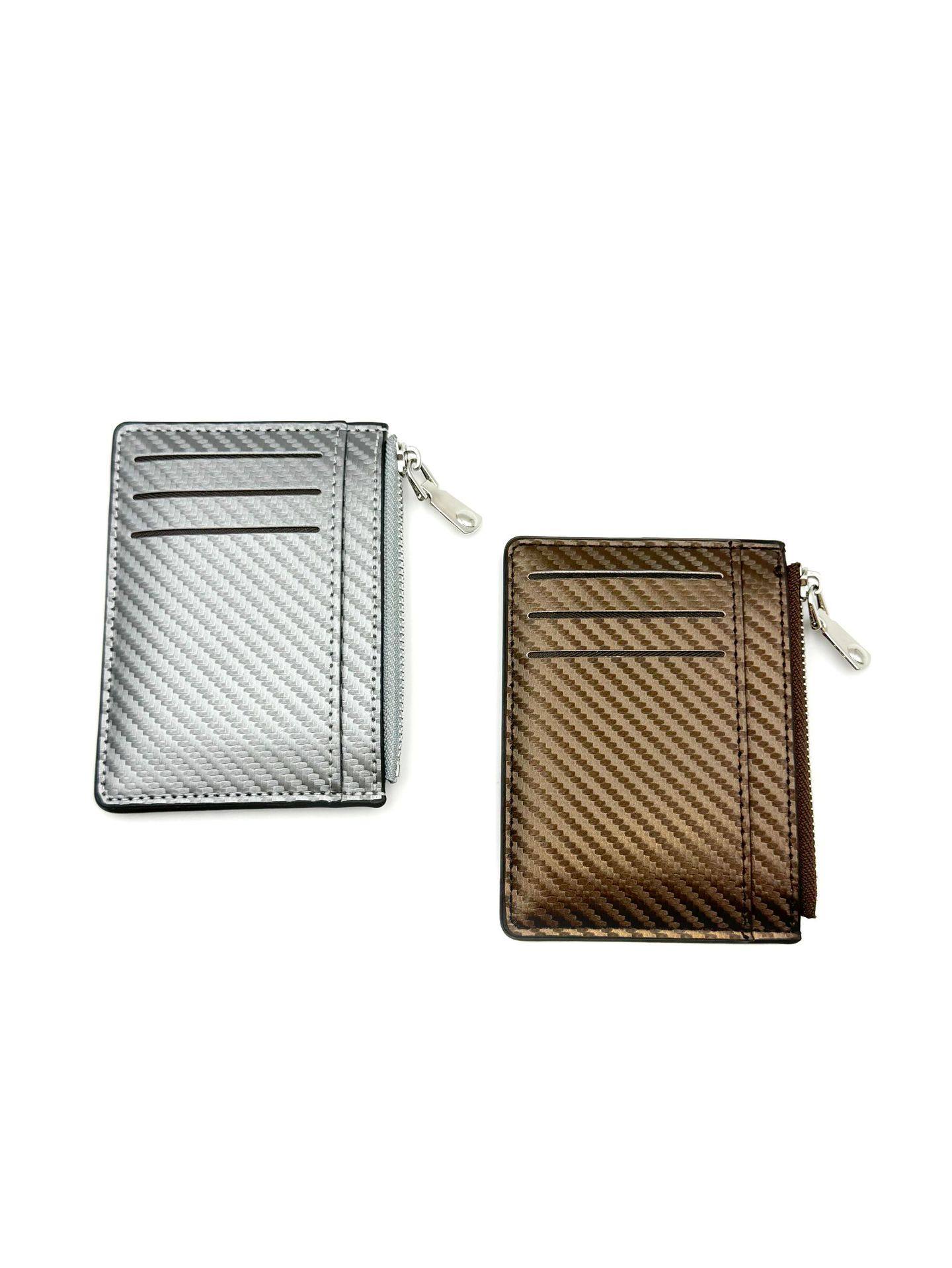 Defuli2024 Summer Men's Wallet Card Case Multi-card Bits PU Fabric Carbon Fiber Pattern Zipper Card Case Cross-border Trend