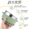 Cross-Border Silicone Double-Ear Bowl with Stainless Steel Inner Liner, Feeding Children's Tableware, Suction Cup, Anti-Fall, Anti-Scald, Baby Food Supplement Bowl