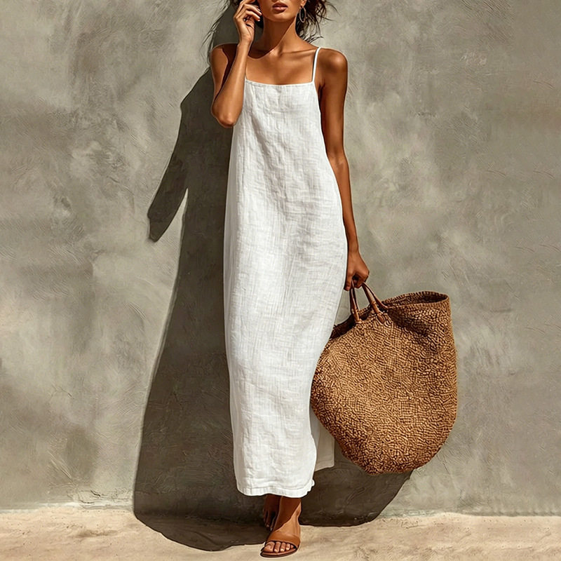 Summer Maxi Dress for Women Solid Color Casual Style Comfortable Fit Perfect for Vacation and Relaxation Wholesale