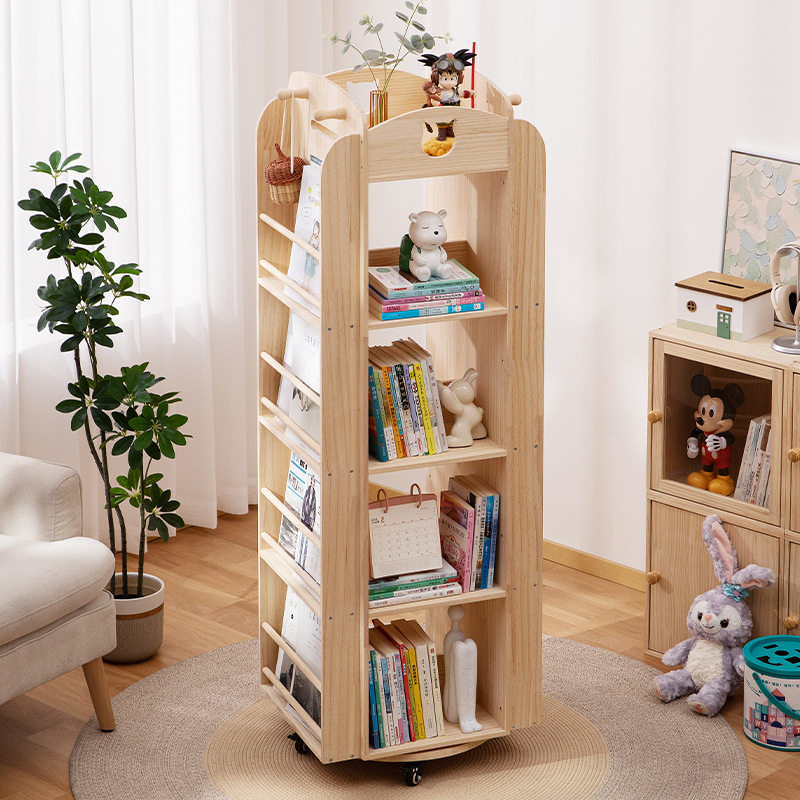 实木书架书柜置物架储物柜一体格子柜展示柜落地多层客厅置物柜