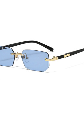 跨境新款潮无框时尚太阳眼镜欧美切边墨镜女个性太阳镜厂家