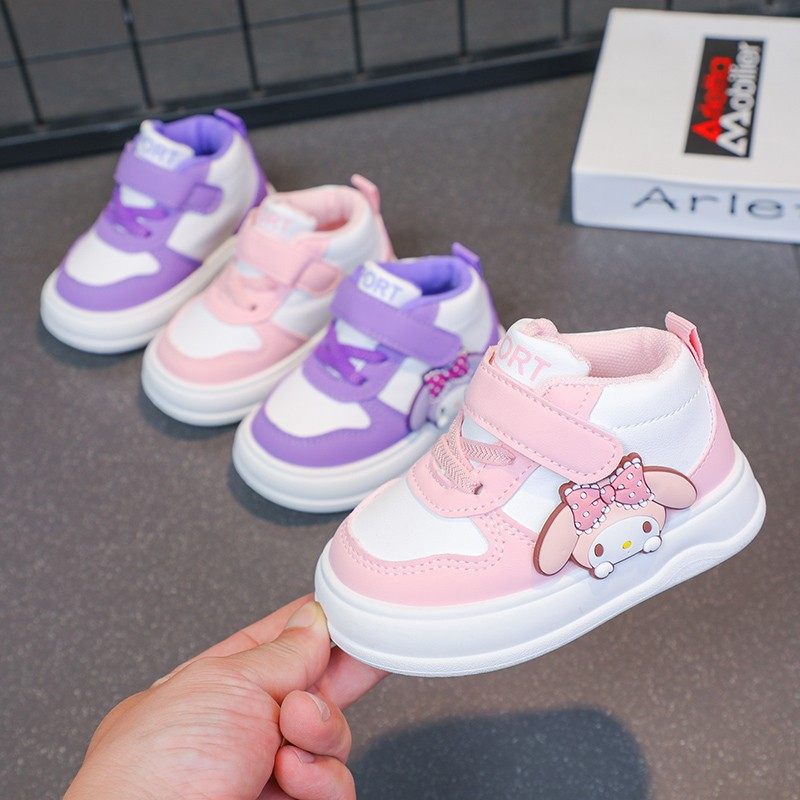 Baby Toddler Shoes Mid-top Board Shoes Breathable Wear-resistant Girls' sneaker Children's Casual Shoes Cartoon Flat Shoes Children's Shoes