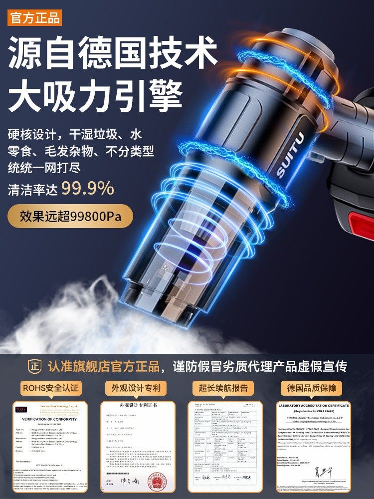 Suitable for Car Vacuum Cleaner Wireless Charging in the Car with Super Powerful Suction Household Small Handheld Mini Blowing and Suction