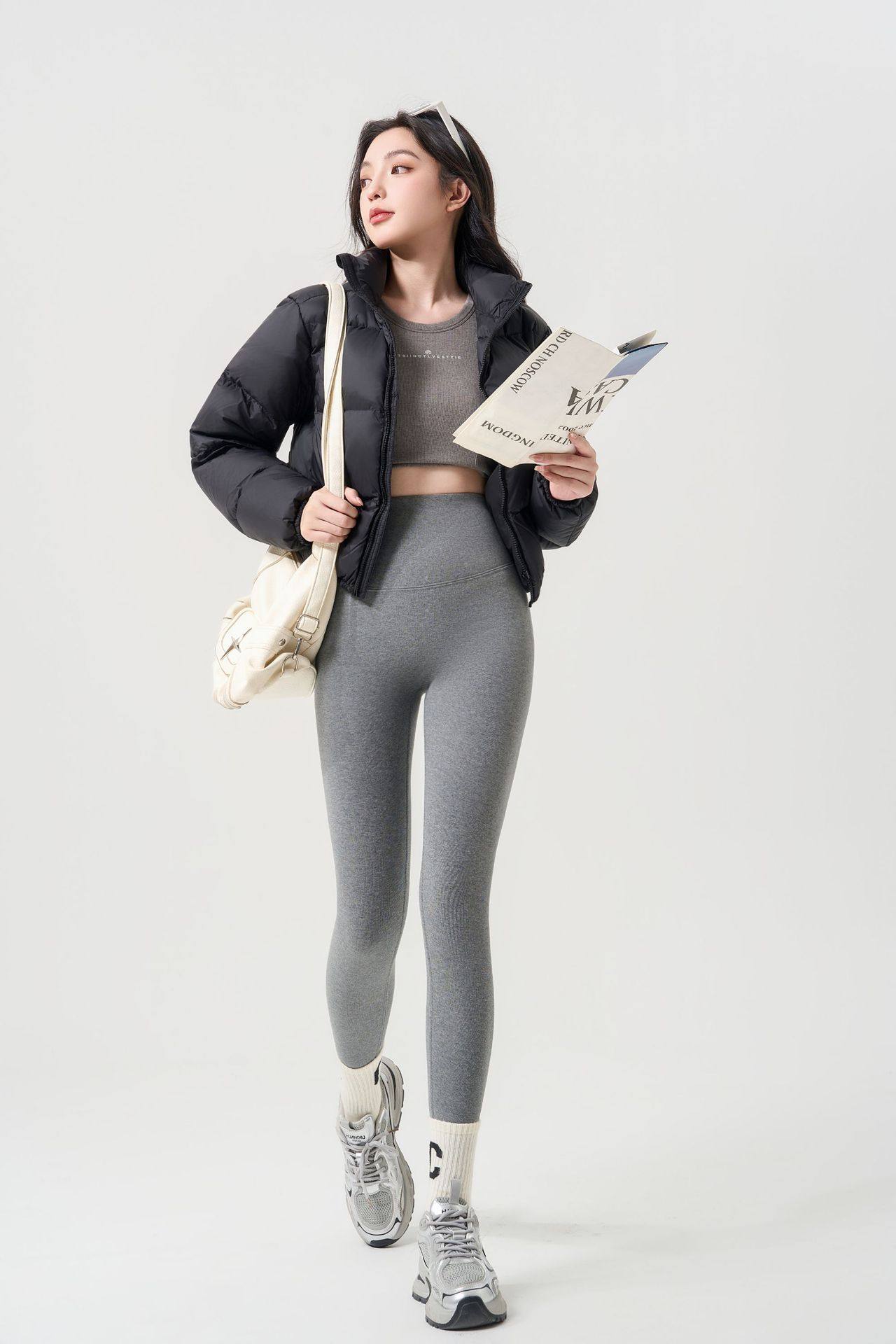 棉塑师蜜桃裤纯棉加绒加厚打底裤女外穿秋高腰收腹提臀保暖瑜伽裤