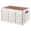 Folding storage box portable plastic household car storage box with wooden cover outdoor camping folding box