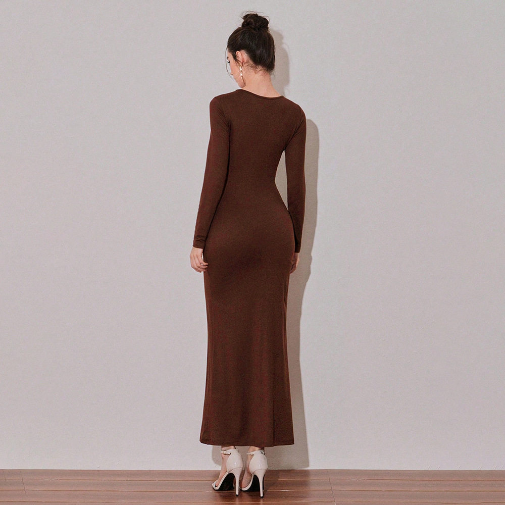 Vintage Inspired Hollow Out Long Sleeve Dress Slim Fit Elegant Design Spring Summer Occasion Wholesale Available