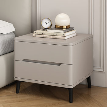 All Solid Wood Bedside Table Modern Light Luxury Piano Paint Slate Damping Rail Master Bedroom Home Storage Cabinet Storage