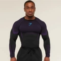 Purple mesh long sleeves---blue logo