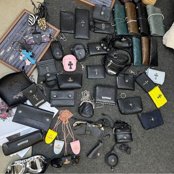 Trendy Brand Style Genuine Leather Card Holder Wallet Coin Purse Cross Sword Zipper Small Storage Bag Glasses Clip Earphone