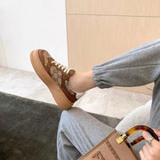 2022 New Presbyopic Biscuit White Shoes for Women Genuine Leather Round Toe Thick-Soled Sneakers Casual Sports Shoes for Men and