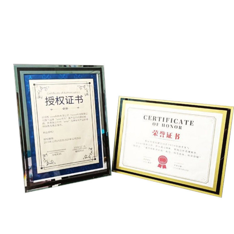 Glass photo frame table certificate of honor certificate mounted painting frame creative crystal table large size wholesale A4