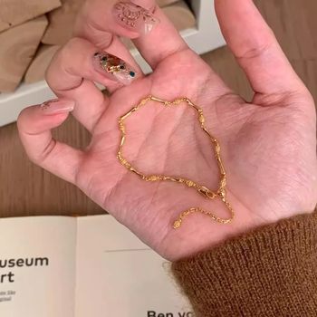 Trendy and Popular Xiaohongshu Bamboo Knot Bracelet for Women, Fashionable Versatile Light Luxury Gold Bamboo Jewelry, One-Piece Dropshipping