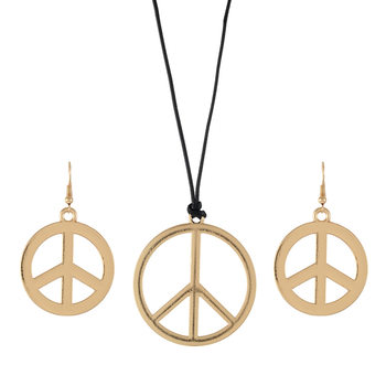 European and American cross-border new peace logo earrings necklace simple personality alloy pendant sweater chain accessories in stock