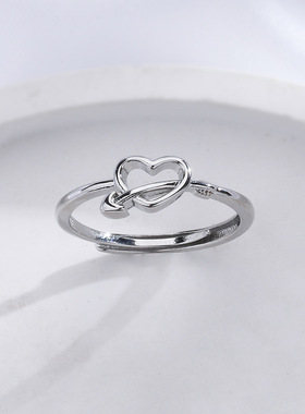 一箭穿心戒指女设计感气质潮流创意镂空爱心开口戒送女友素戒