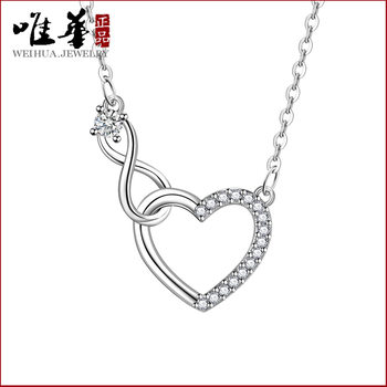 Infinite Love Pendant Necklace Female Ring Heart Zircon Clavicle Chain Fashion Love Endless Pendant Simple Valentine's Day Gift