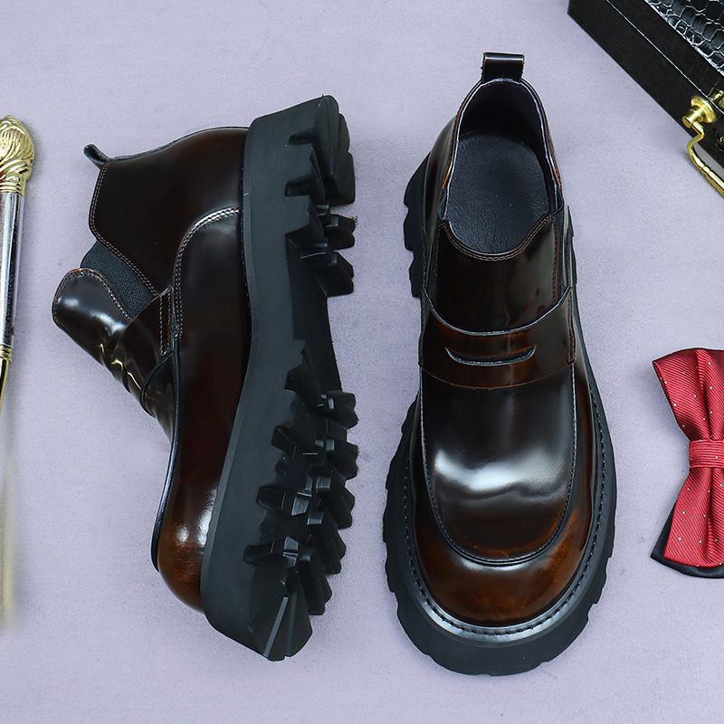 Giày Chelsea boot nam da bò thật cổ thấp dáng công sở — Màu nâu, Màu đen, Màu nâu cộng với nhung, Màu đen cộng với nhung