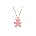 Dainty pink diamond bear necklace
