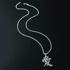European and American hip-hop titanium steel pendant men's necklace stainless steel text love pendant sweater chain jewelry