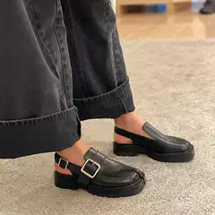 MM6 spring and summer new split toe Birkento slippers tabi split toe shoes flat shoes 2025 fashion leather half slippers