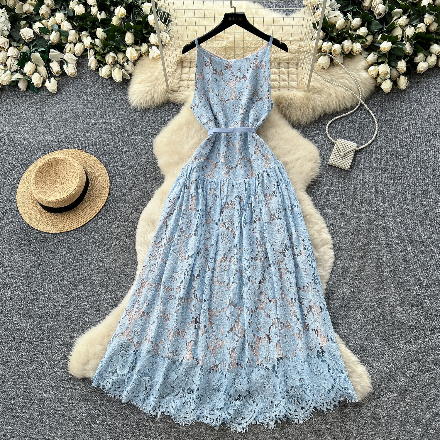 Lace Slip Dress Summer Elegance Waist Defining A Line Silhouette Perfect for Parties and Events Wholesale Available