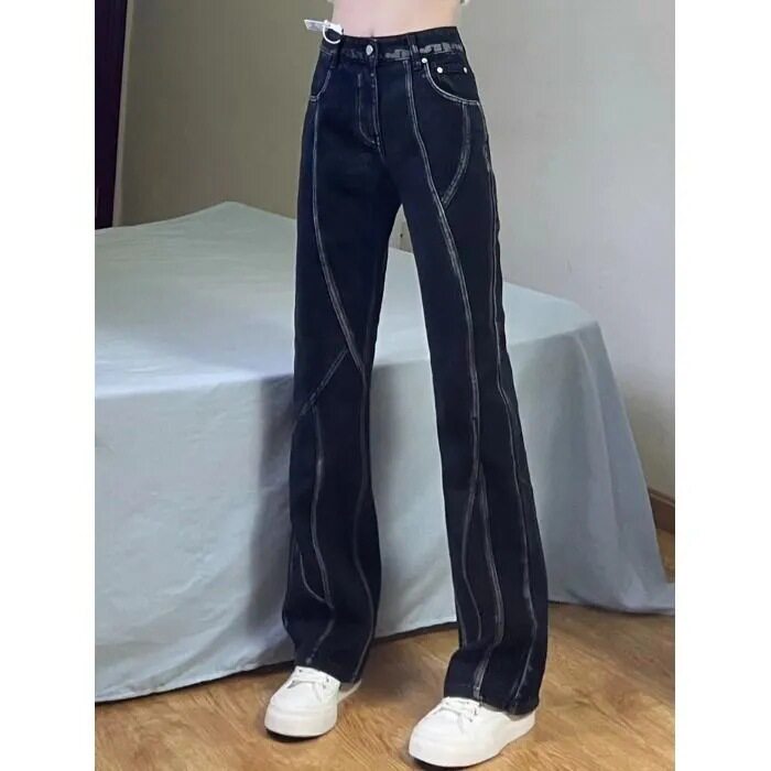 Womens American Style Straight Leg Jeans Spring Collection Korean Design Casual Versatile High Street Wholesale