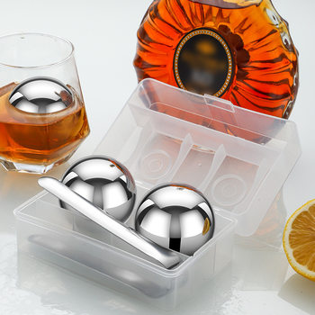 304 Stainless Steel Ice Ball Bar Whiskey Quick-Frozen Ice Tartar Stainless Steel Ice Cube Clip Ice Wave Ball Round Ice Ball
