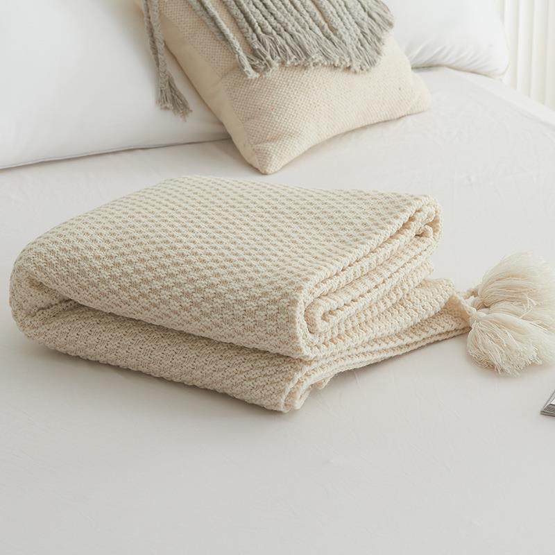 New Nordic Style Tassel Knitted Blanket Office Air Conditioning Nap Blanket Wool Blanket Sofa Leisure Blanket Throw Blanket