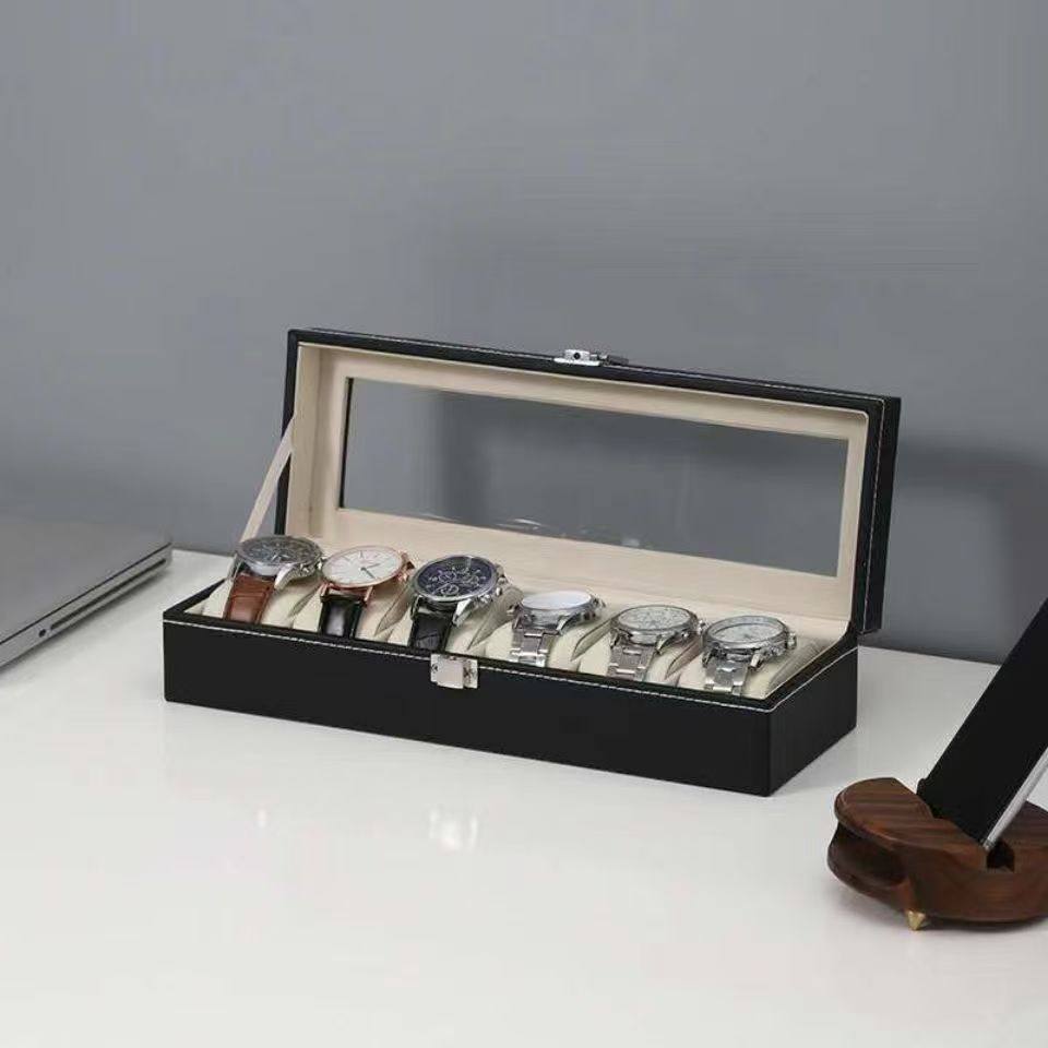 Cross-Border Watch Box Pu Leather High-End 3-Digit 6-Digit 10-Digit Jewelry Packaging Box Window Watch Box Display Storage Box
