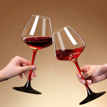 Red Rod Burgundy Red Wine Glass Crystal Glass suit Household Black Bow Ttie Large Belly European-style Light Luxury Decanter
