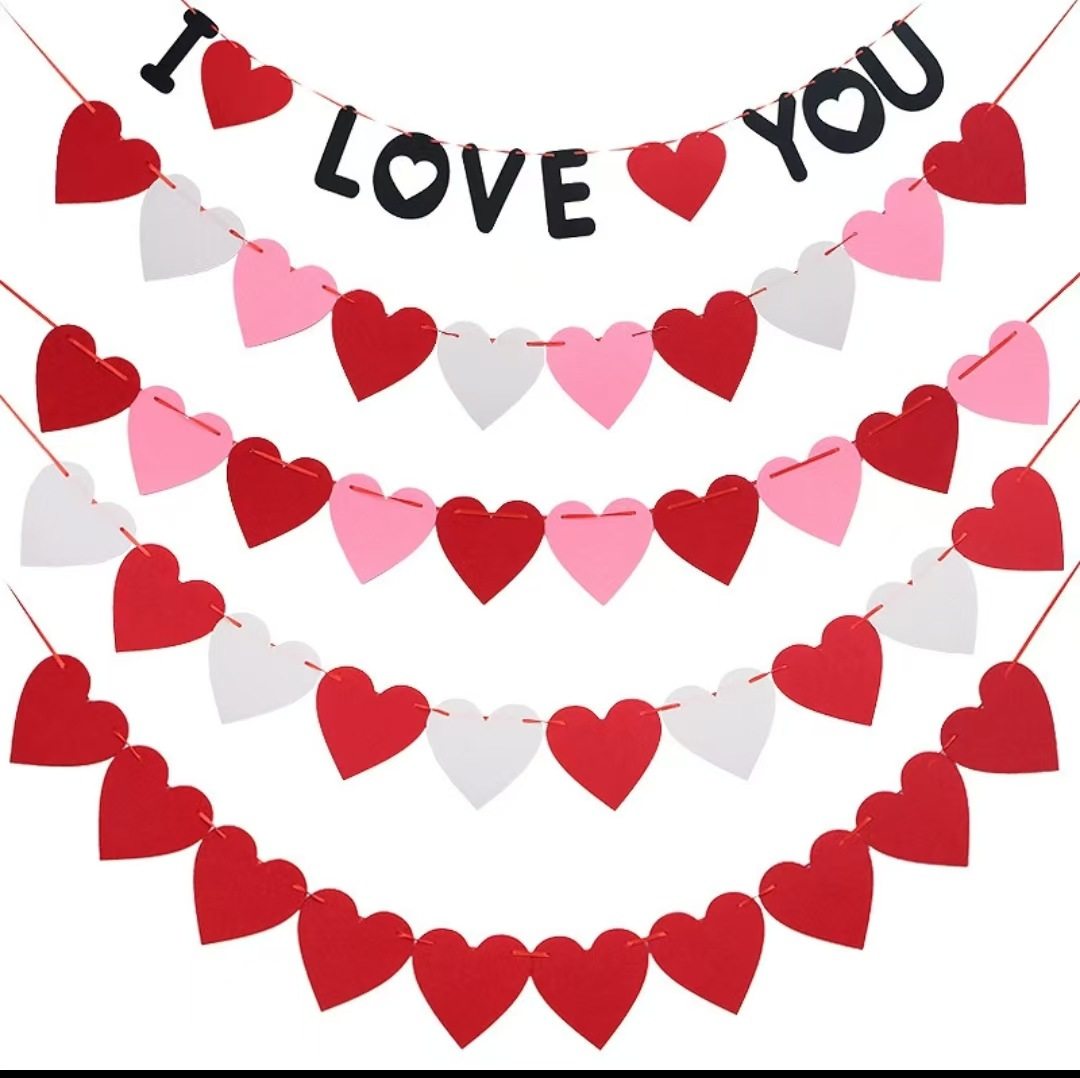 Wholesale Party Supplies Birthday Hanging Strips Wedding Decoration Valentine's Day Bunting Horizontal Strips Heart Love Creative Wall Decorations