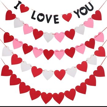 Wholesale Party Supplies Birthday Hanging Strips Wedding Decoration Valentine's Day Bunting Horizontal Strips Heart Love Creative Wall Decorations