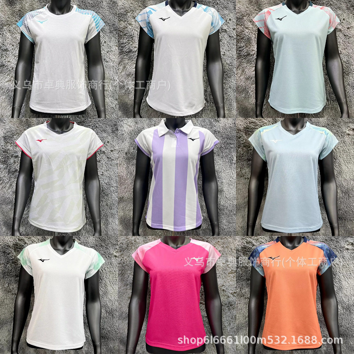 เสื้อแบดมินตัน Mizuno สำหรับผู้หญิง แขนเสื้อแบบปีกนกเล็ก ผ้าแห้งเร็ว ชุดกีฬาแขนสั้นสำหรับวอลเลย์บอลและเทนนิส จำหน่ายเฉพาะตลาดข้ามพรมแดน