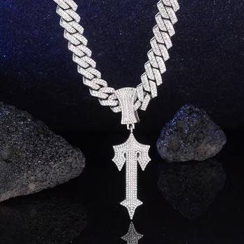 Cross-Border Hip-Hop Cross Sword Pendant Full Diamond Cuban Chain Hip-Hop Niche Jewelry Unisex Necklace Zinc Alloy