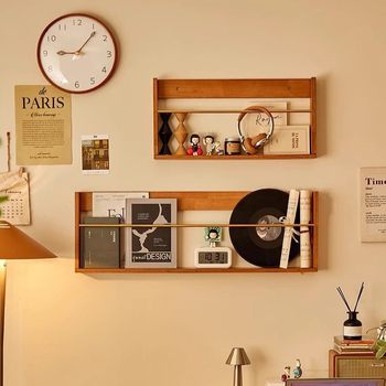 Wall-Mounted Magazine Rack, Living Room Wall Storage Rack, Display Rack, Solid Wood Book and Newspaper Rack, Simple Newspaper Storage Rack, Small Bookshelf