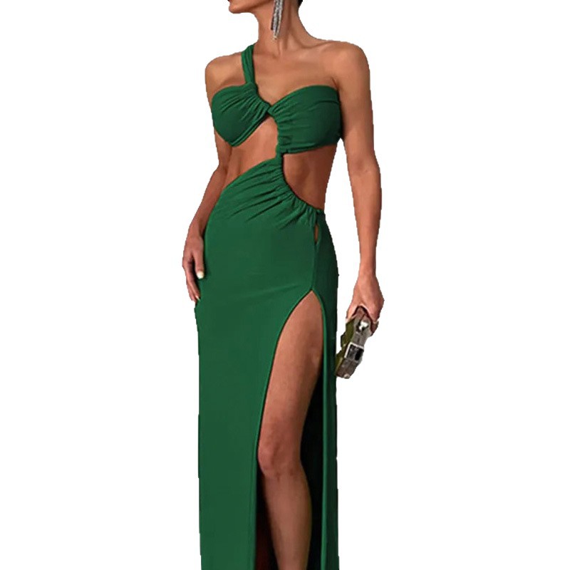 Spring Womens Dress Fashionable Sexy Solid Color Backless Split Hem Perfect for Parties or Casual Outings