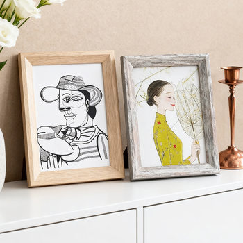 Wooden photo frame 6 inch 7 inch 8 inch log photo frame a4 can be hung 10 inch horizontal frame ins wind wooden frame