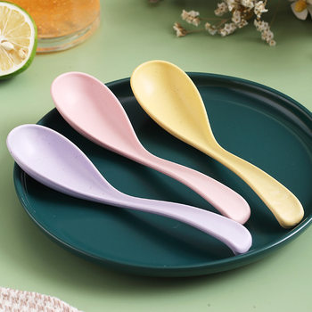 Wheat straw long handle spoon ramen bowl can be hung PP spoon canteen anti-fall large soup spoon rice spoon mixing spoon