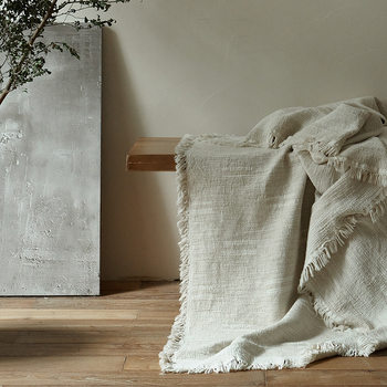Retro Wabi-Sabi Style Cotton and Linen Strong Shrink Yarn-Dyed Jacquard Tassel Blanket Multi-Purpose Sofa Blanket B&B Bedside Decorative Blanket
