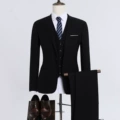 Black 1-button jacket + vest + trousers