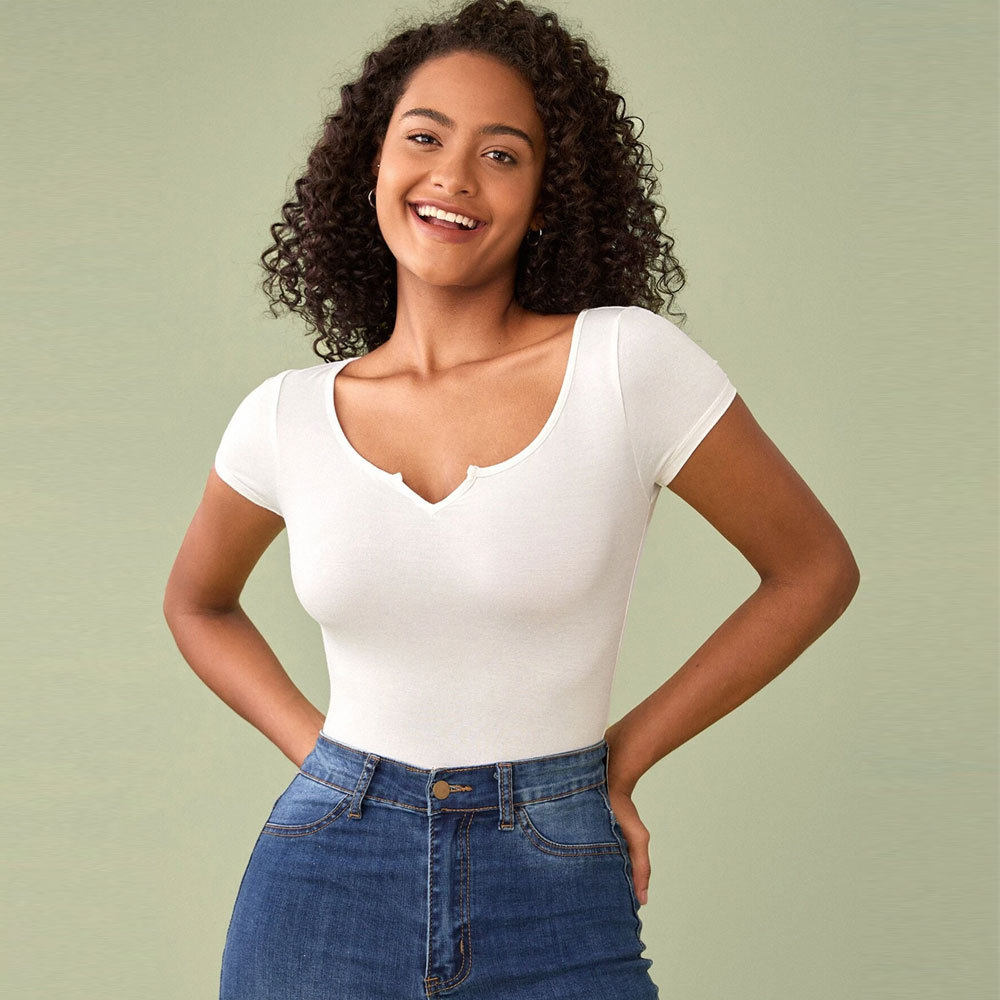 High Waisted Cropped T Shirt Cotton Fabric Slim Fit Short Sleeve Trendy Design Summer Casual Wear Wholesale