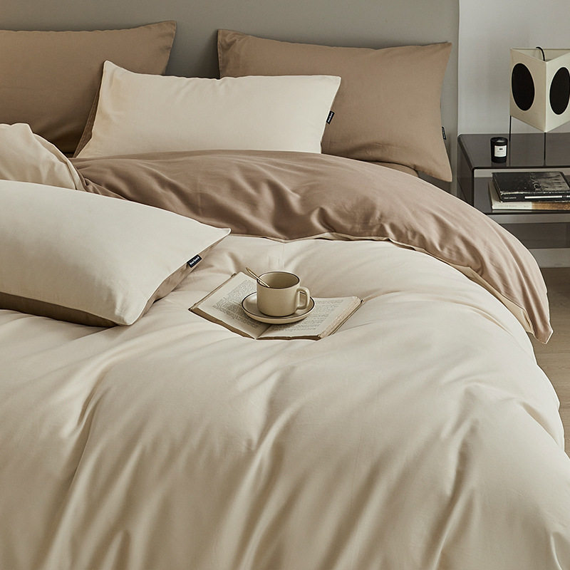 High-end 100S Thickened Sanding Cotton Four-piece Set Cotton Bed Sheet Quilt Cover Three-piece Set Light Luxury Autumn and Winter Bedding