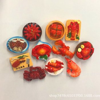 Simulated Food Stereo Size Lobster Crab Resin Refrigerator Sticker Mobile Phone Case Car Air Outlet Switch Sticker Accessories
