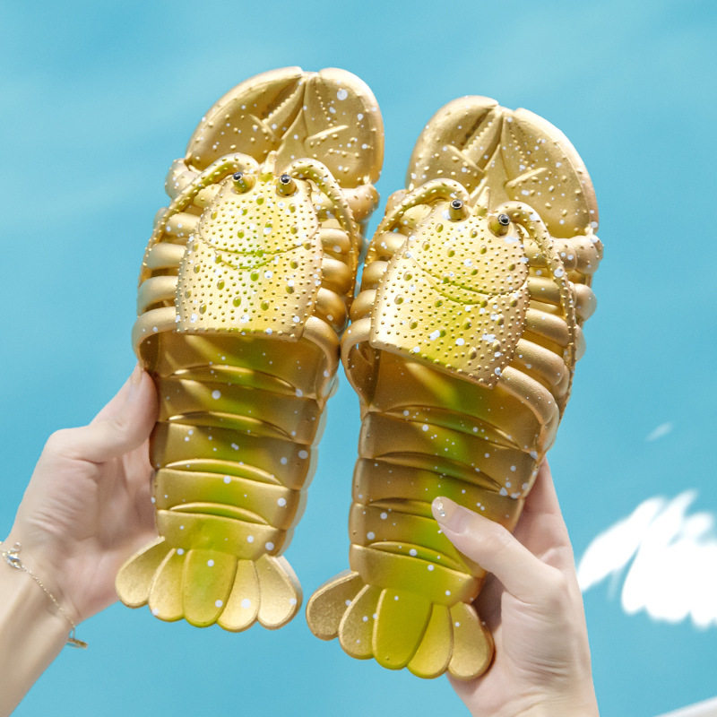 2025 Metallic New Crayfish Beach Slippers Creative Alien Slippers Funny Slippers Wholesale